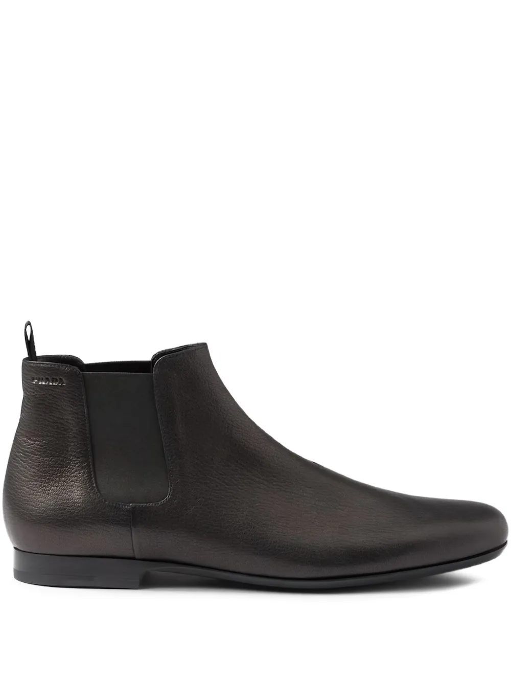 Prada Leren Chelsea laarzen met treklus Zwart