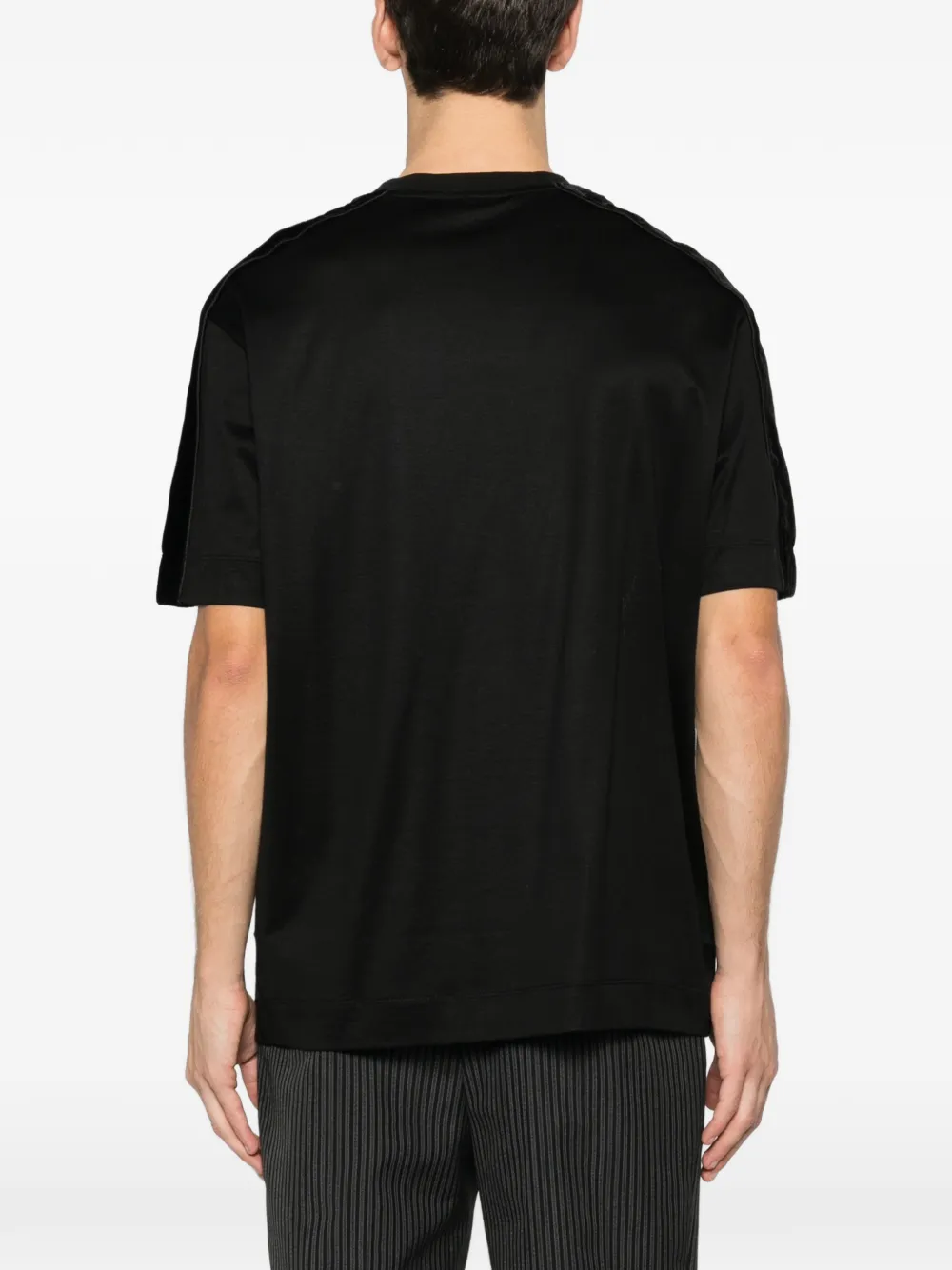 Emporio Armani T-shirt met fluwelen vlak Zwart