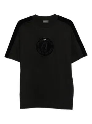 Emporio Armani logo-embroidered T-shirt | Black | FARFETCH CA