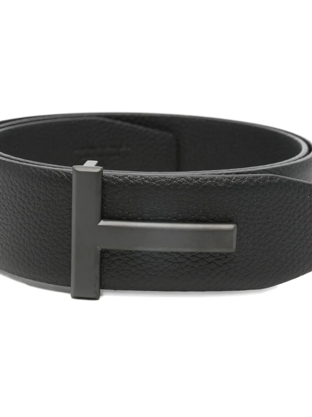  Tom Ford Grained-leather Logo-buckle Belt - Black 