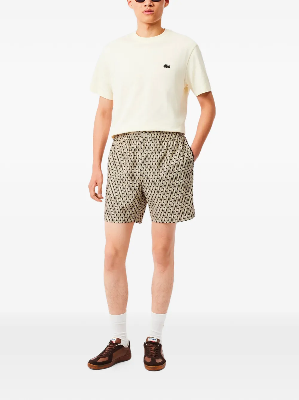 Lacoste Shorts met geometrische print Beige