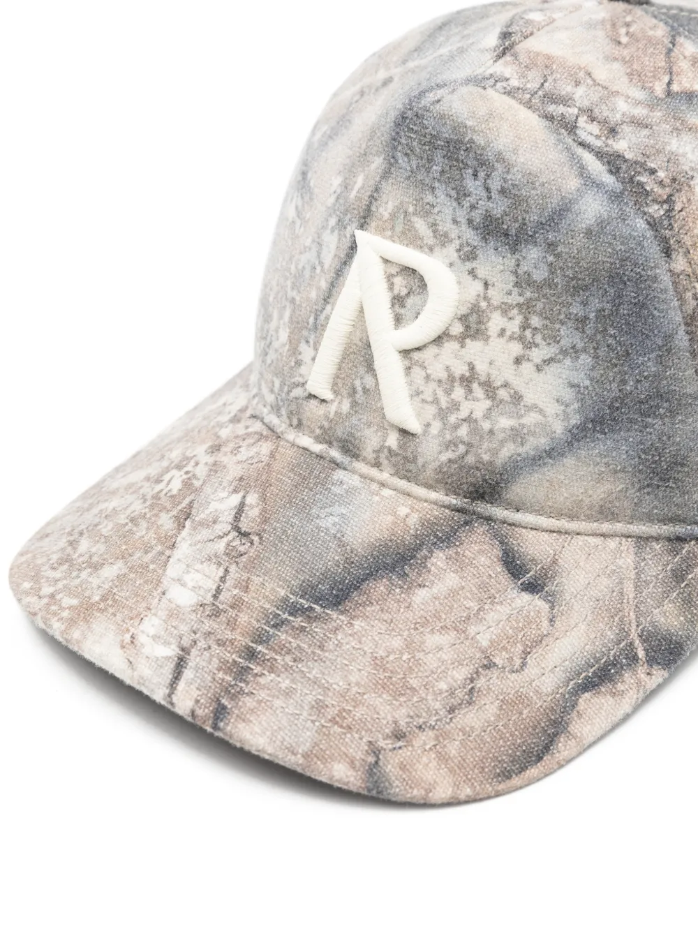  Represent Logo-embroidered Printed Baseball Cap - Grey 