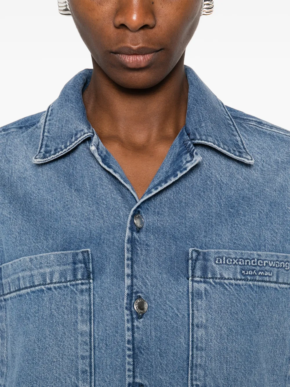 Alexander Wang Overhemd met zak met knopen Blauw