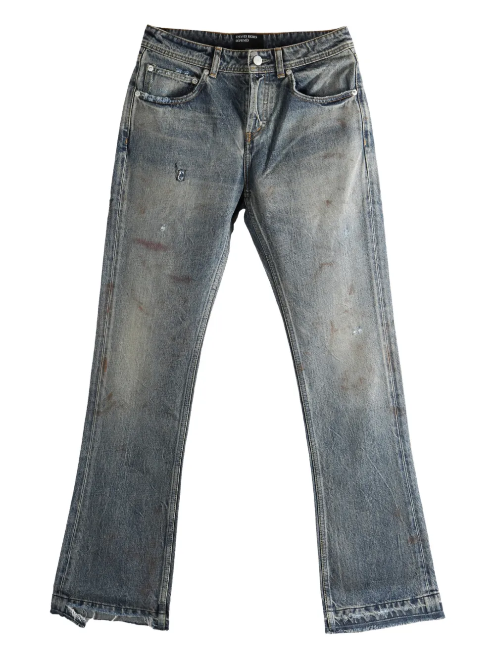 Enfants Riches Déprimés logo-patch distressed denim jeans – Blue