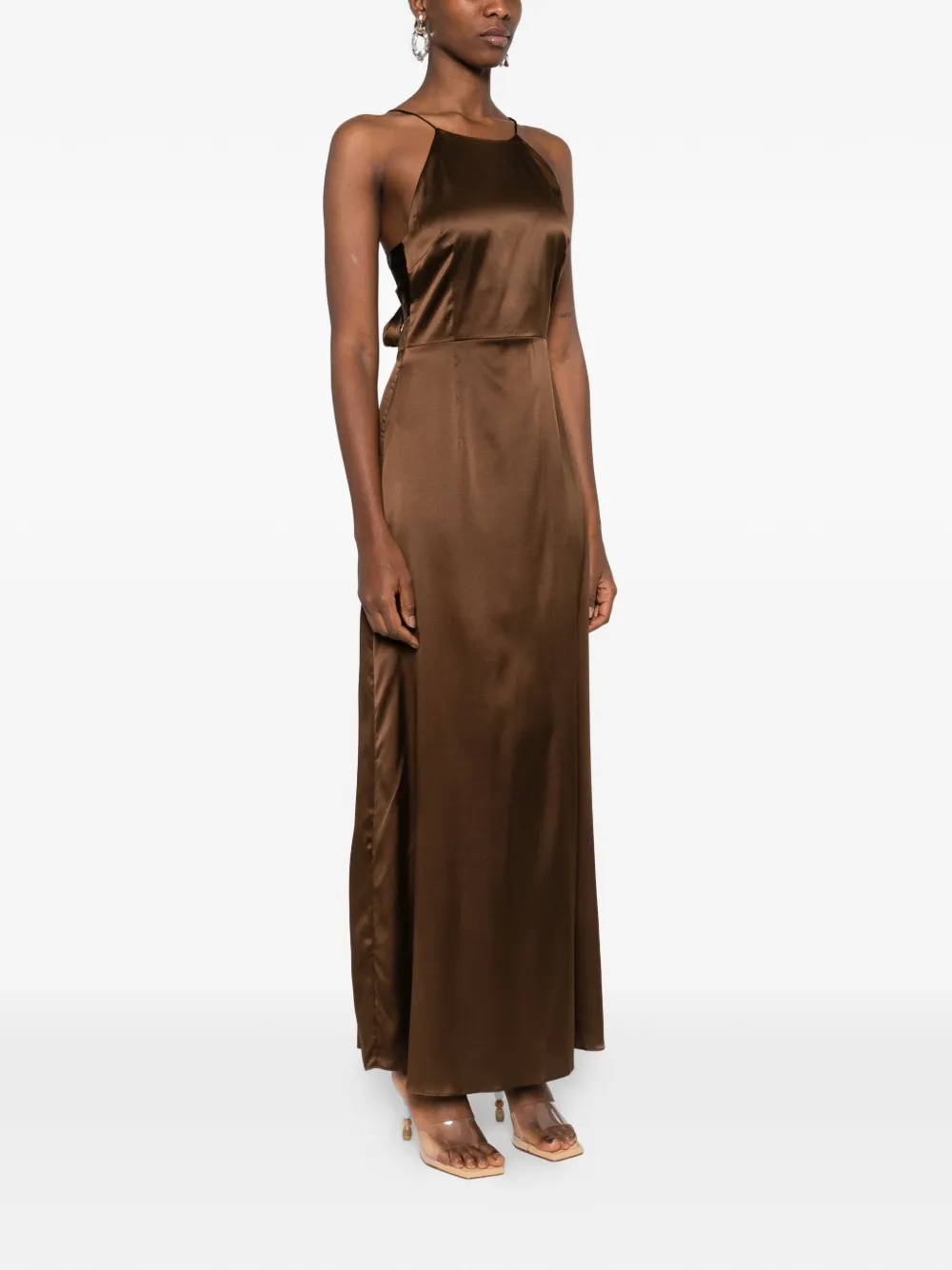 The Garment Cata maxi-jurk met strikdetail Bruin