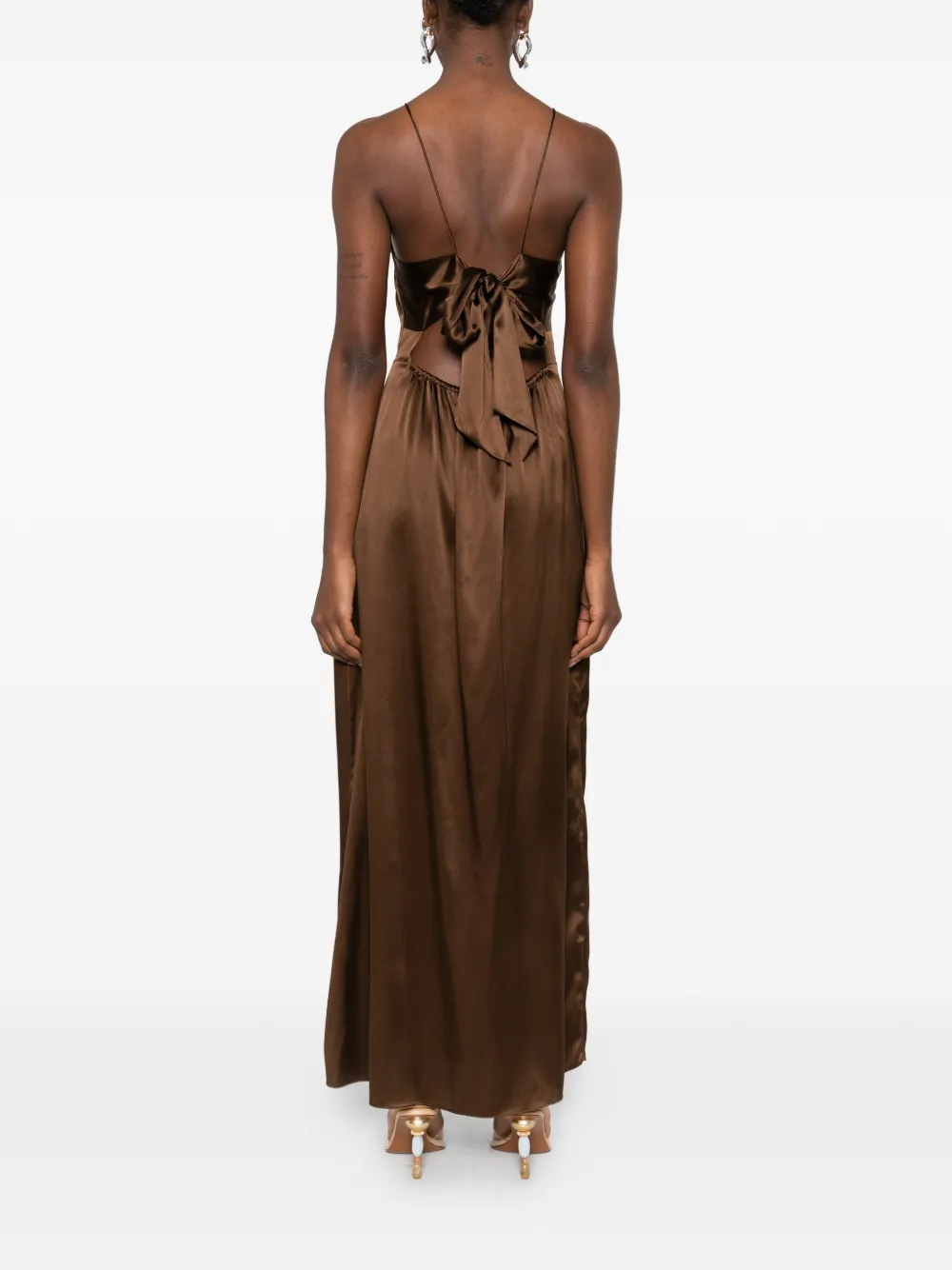 The Garment Cata maxi-jurk met strikdetail Bruin