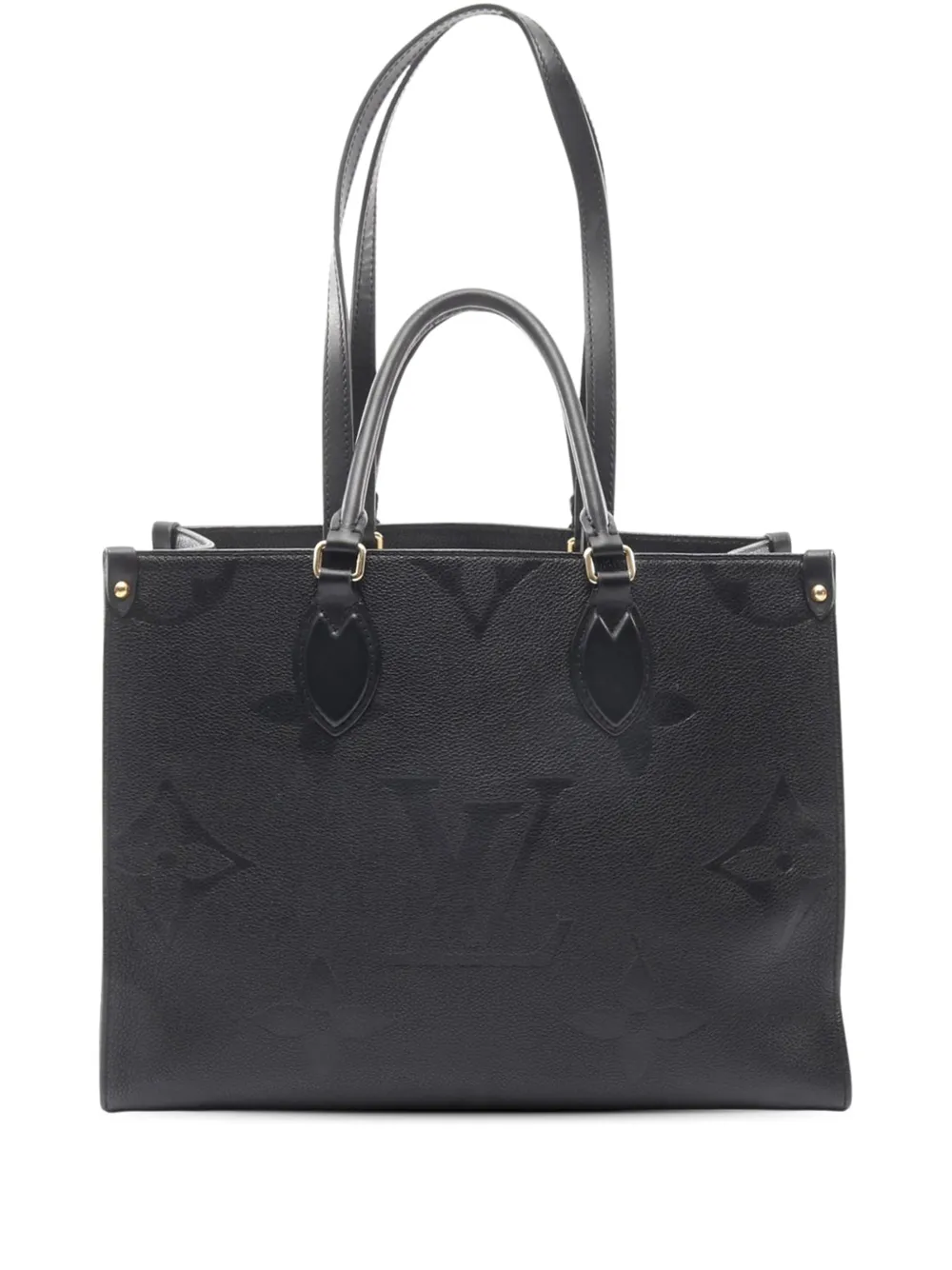 Pre-owned Louis Vuitton 2021-2025 Monogram Empreinte Onthego Mm Satchel In Black