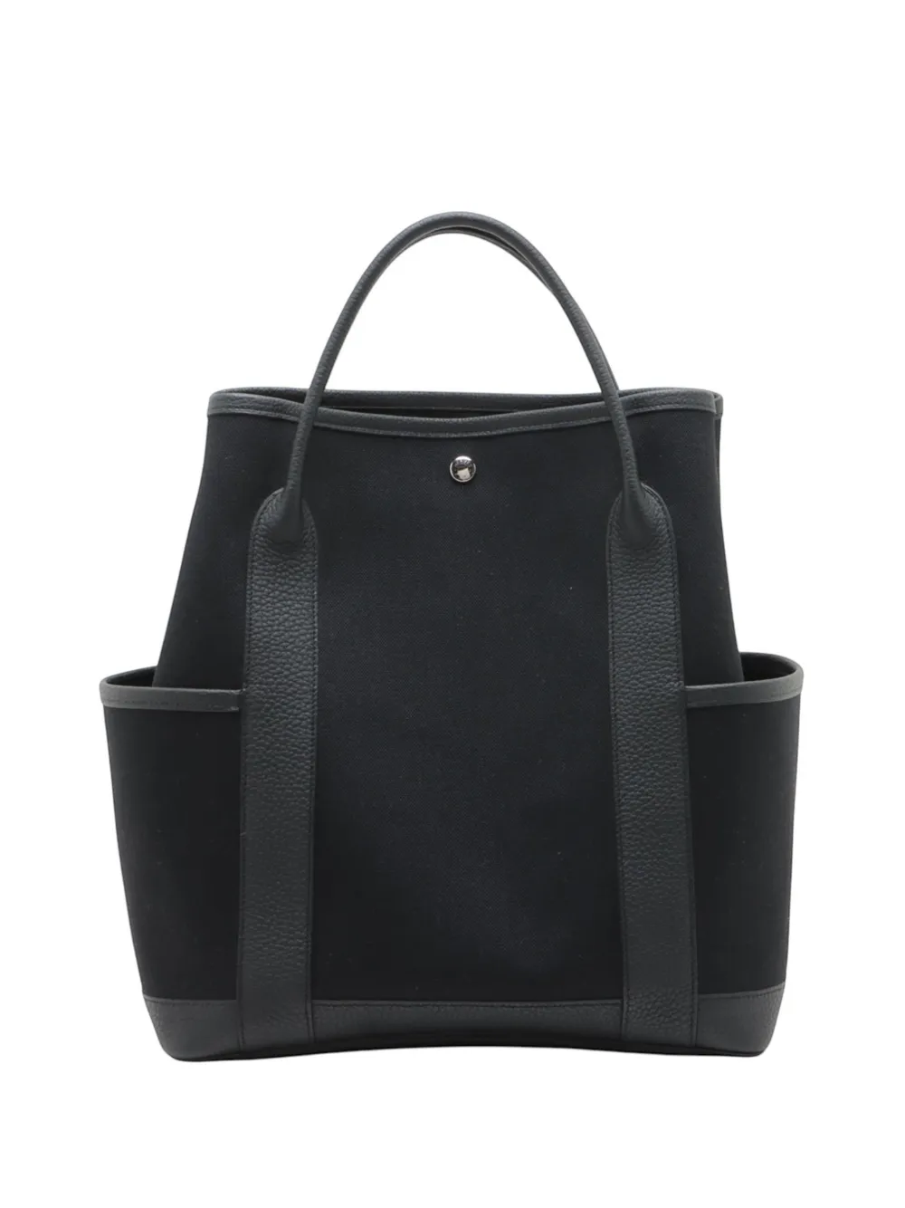 Pre-owned Hermes 2021-2025 Toile And Negonda Garden Party Pockets Vertical Bag Tote Bag In Black