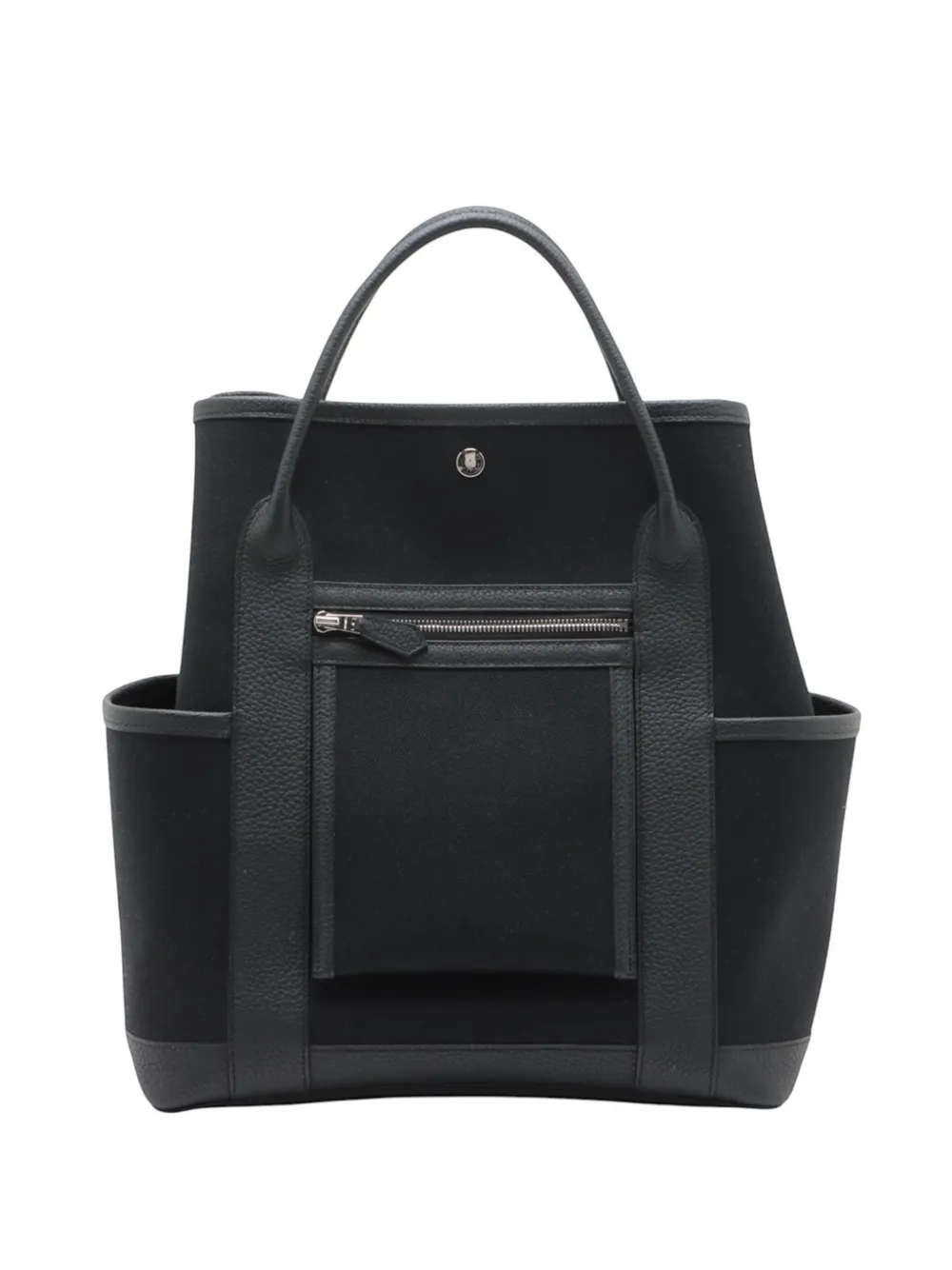 HERMES Pre-owned 2021-2025 Toile And Negonda Garden Party Pockets Vertical Bag Tote Bag In Black