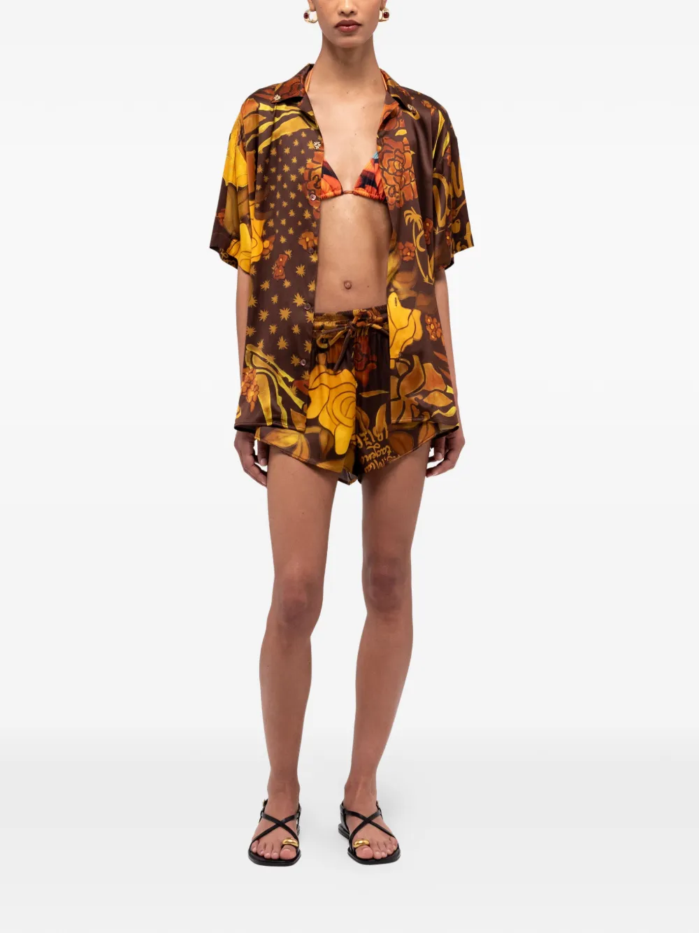 Donde Esteban Veranera blouse met bloemenprint Bruin