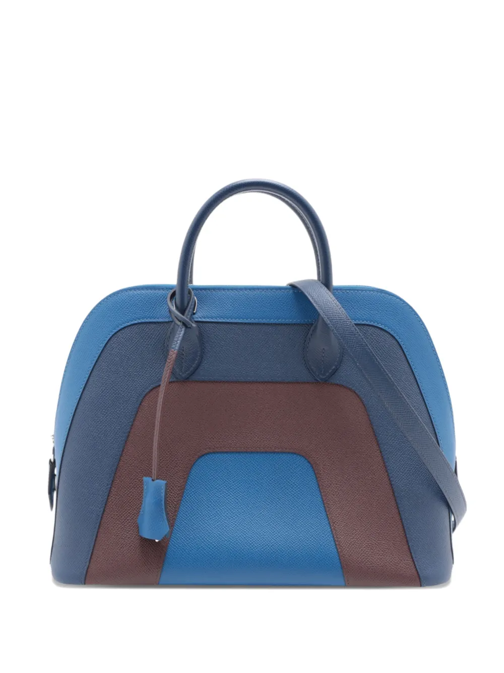 Pre-owned Hermes 2021 Epsom Rainbow Bolide 1923 30 Satchel In Blue