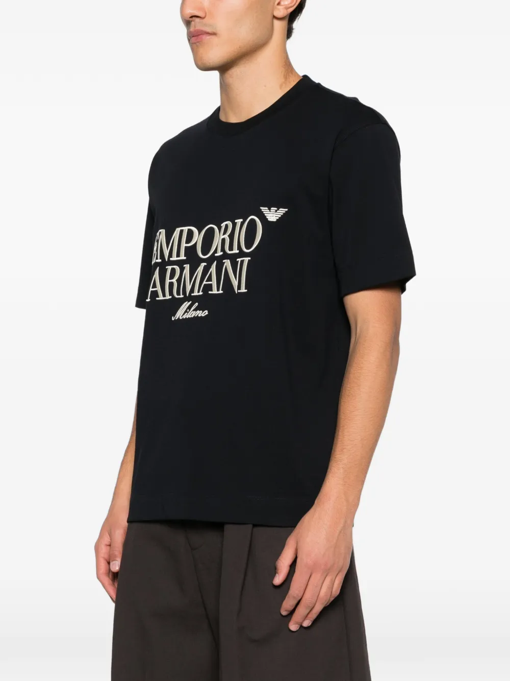 Emporio Armani T-shirt met geborduurd logo Zwart