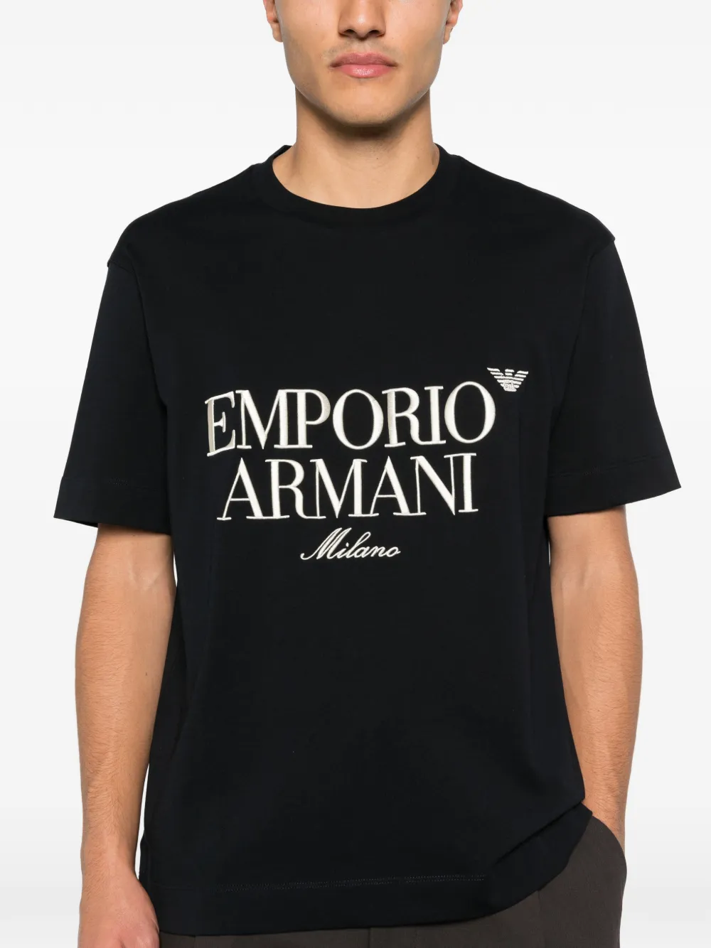 Emporio Armani T-shirt met geborduurd logo Zwart