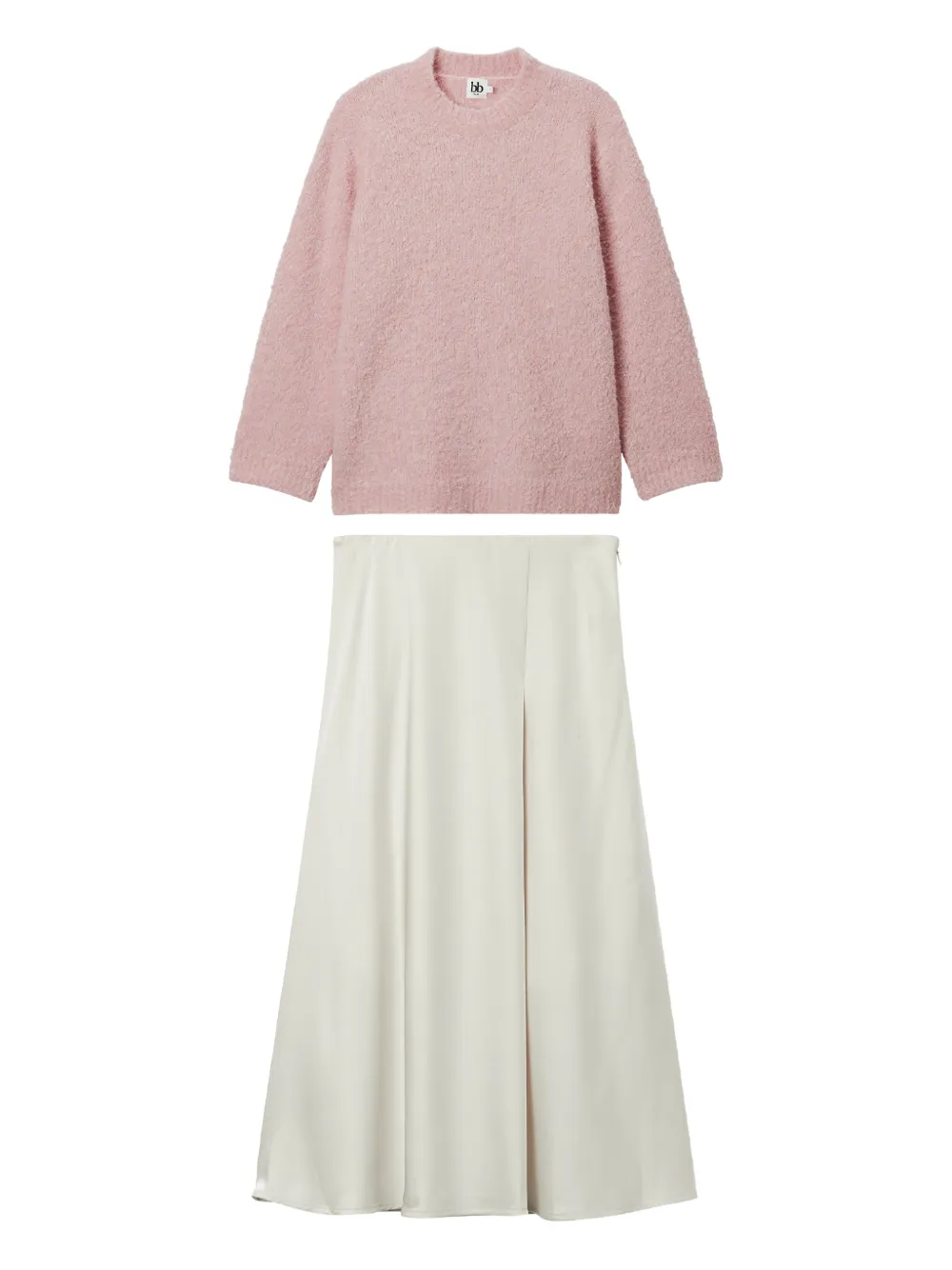 B+ab Crew-neck Sweater And Midi Skirt In Pink