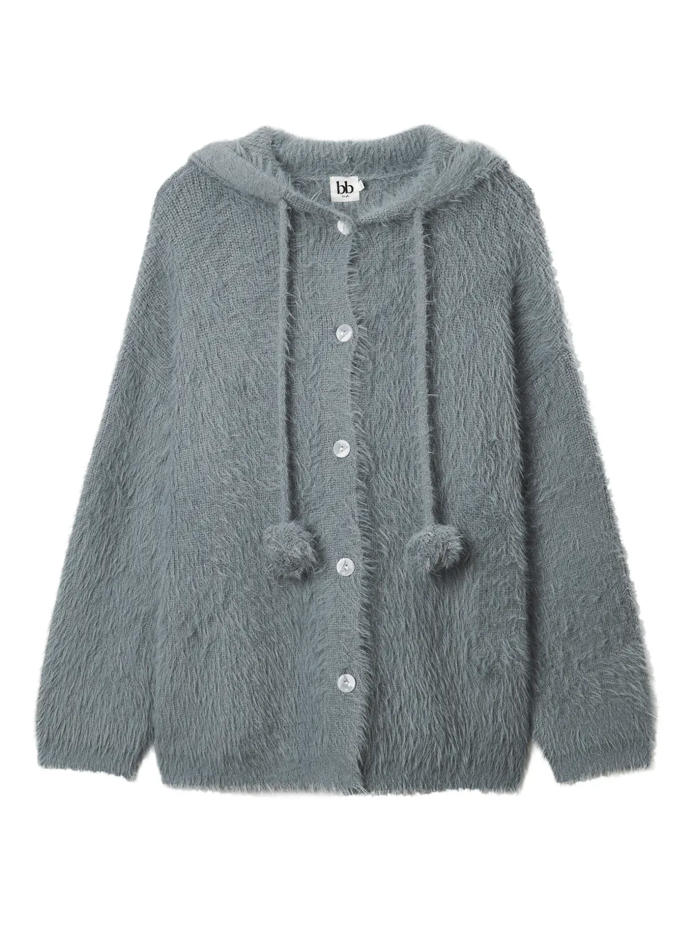 b+ab hooded pom-pom cardigan | Grey | Image 1