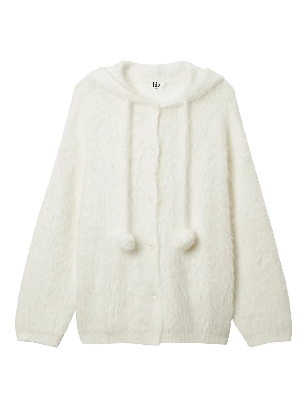 B+ab Hooded Pom-pom Cardigan In White
