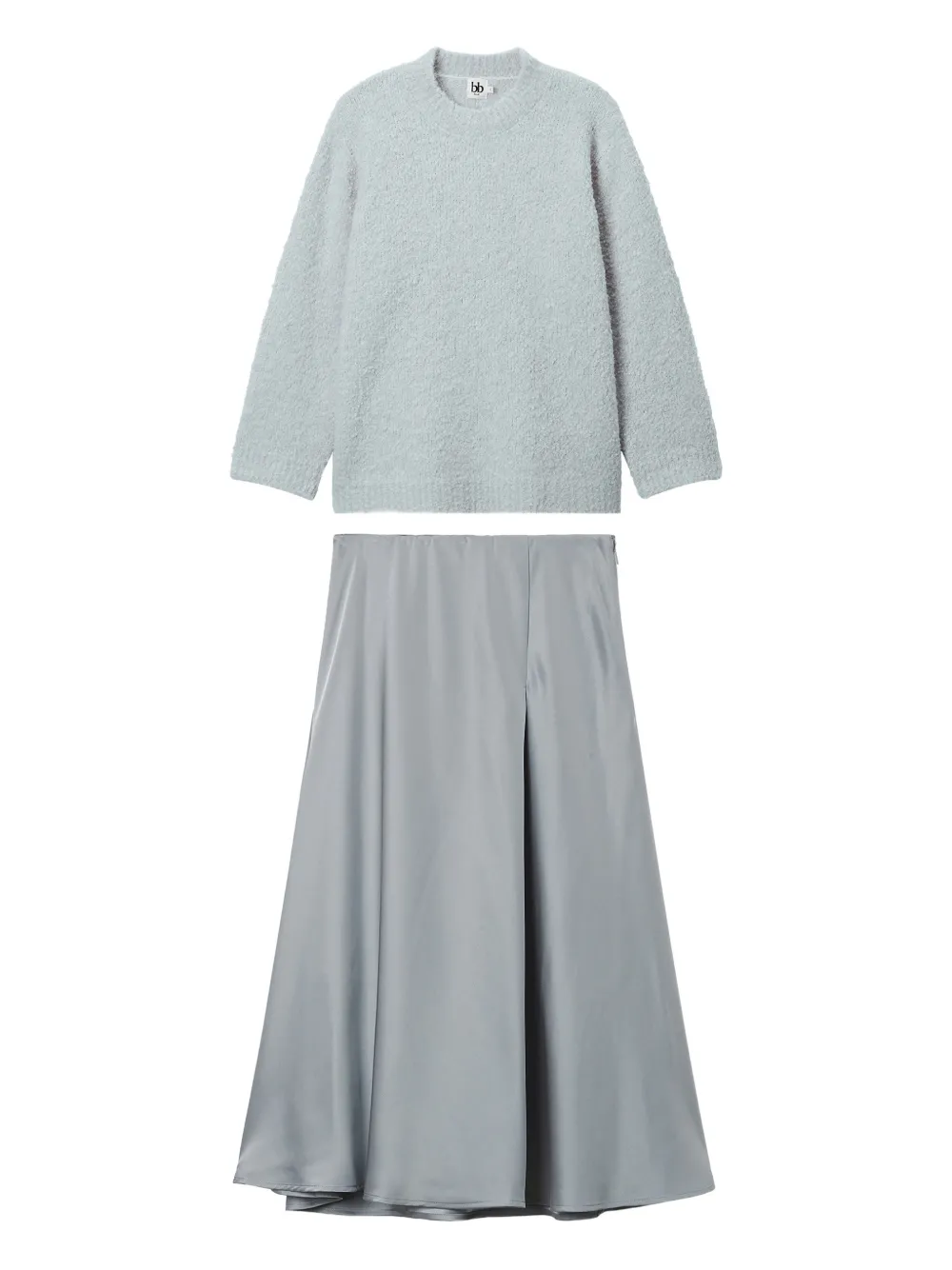 B+ab Crew-neck Sweater And Midi Skirt In Gray
