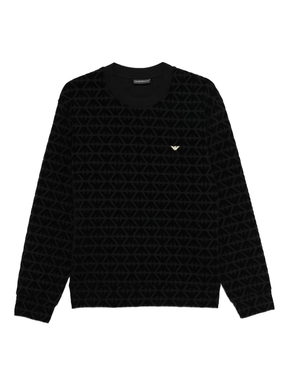 Emporio Armani logo-embroidered patterned sweatshirt - Nero