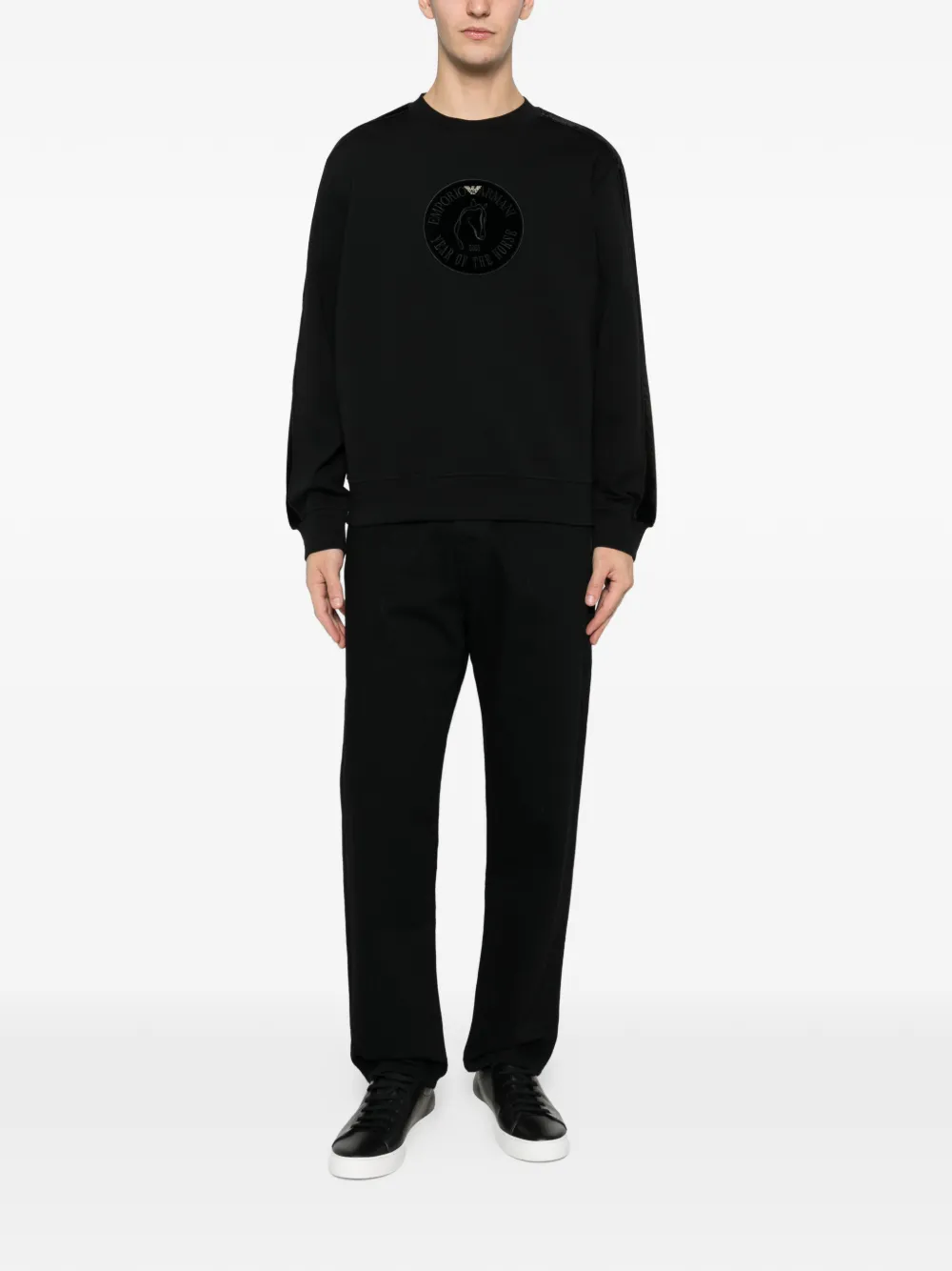 Emporio Armani logo-patch sweatshirt - Zwart