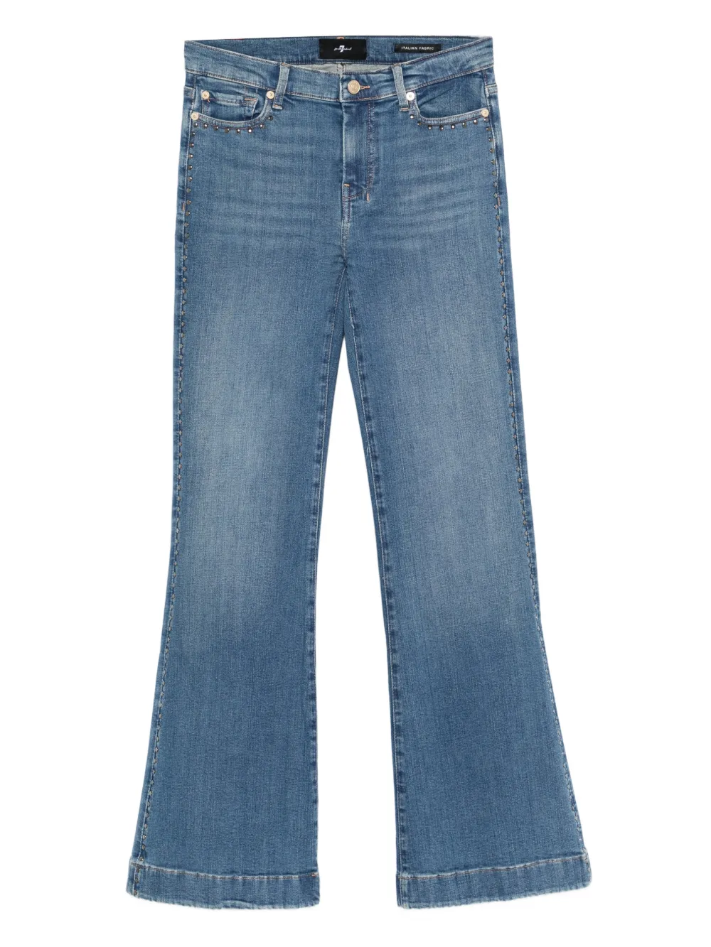 7 For All Mankind Studded Flared Jeans In Blue