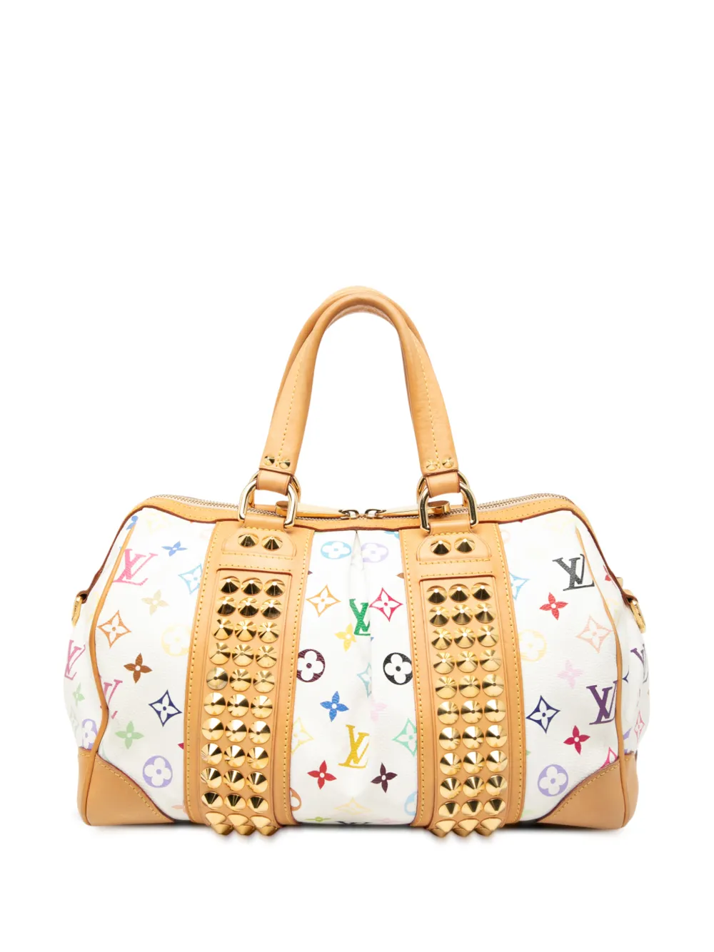 Pre-owned Louis Vuitton 2003-2015 Monogram Multicolore Courtney Mm Satchel In White