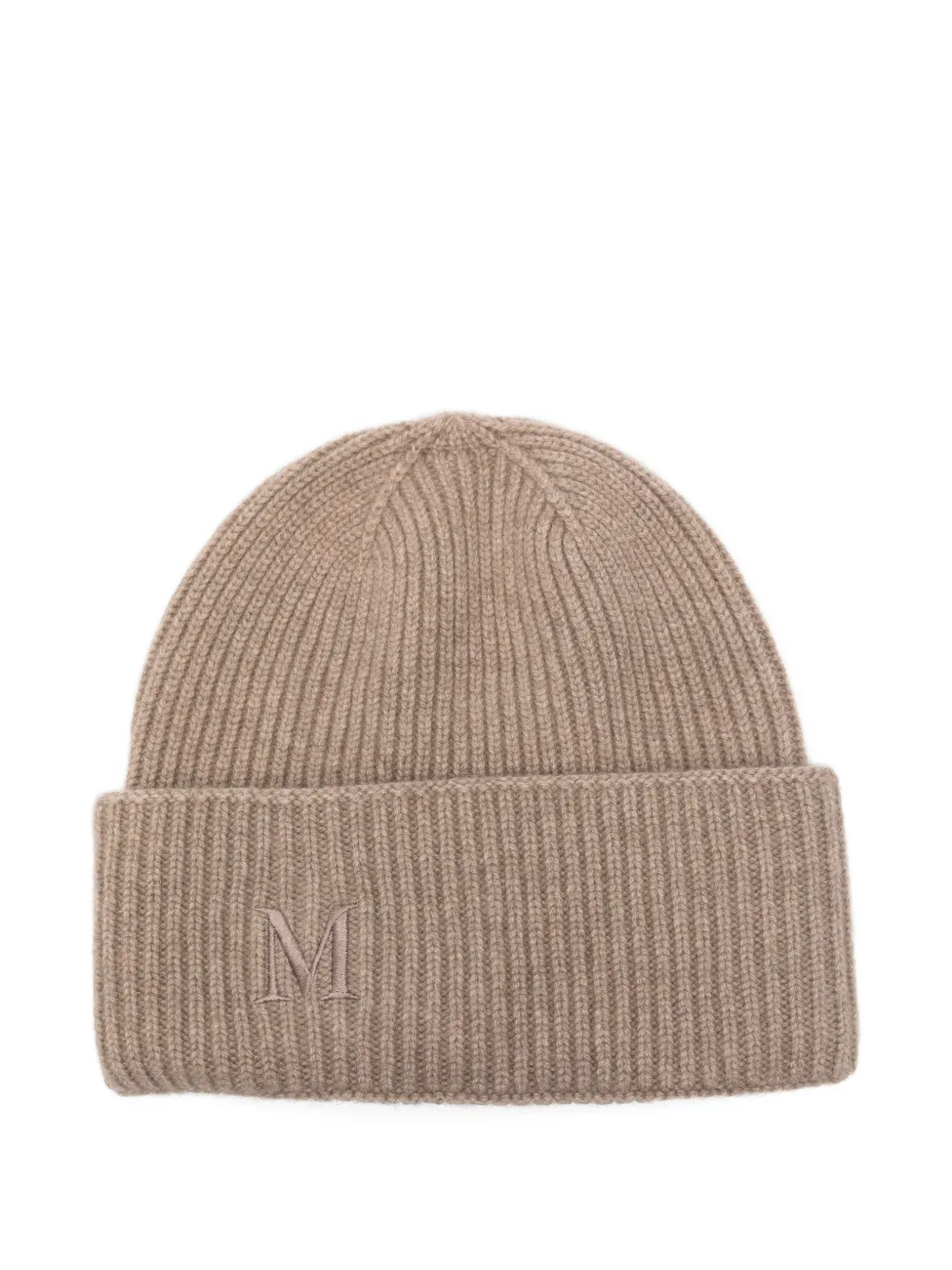 Max Mara Mmretina embroidered ribbed beanie hat - Toni neutri