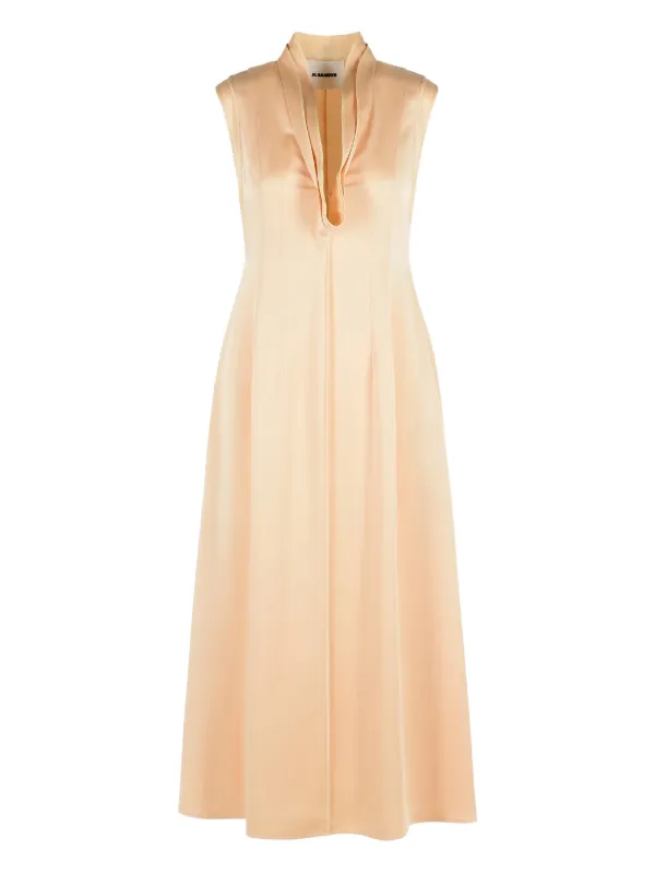 Jil Sander Deep-neckline Sleeveless Dress in Neutrals