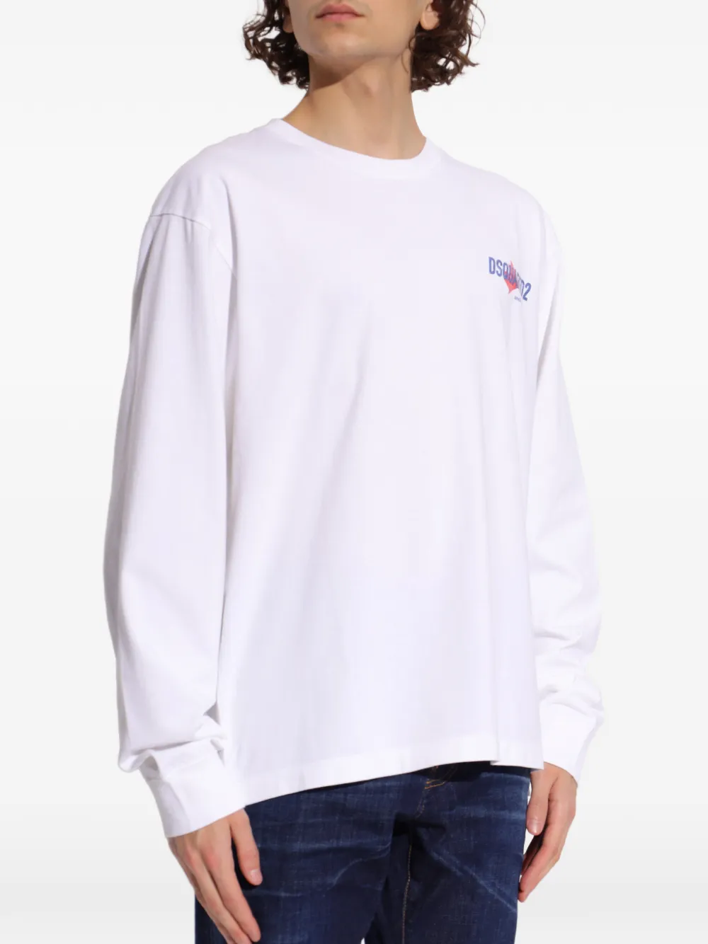DSQUARED2 T-shirt met logo en lange mouwen Wit