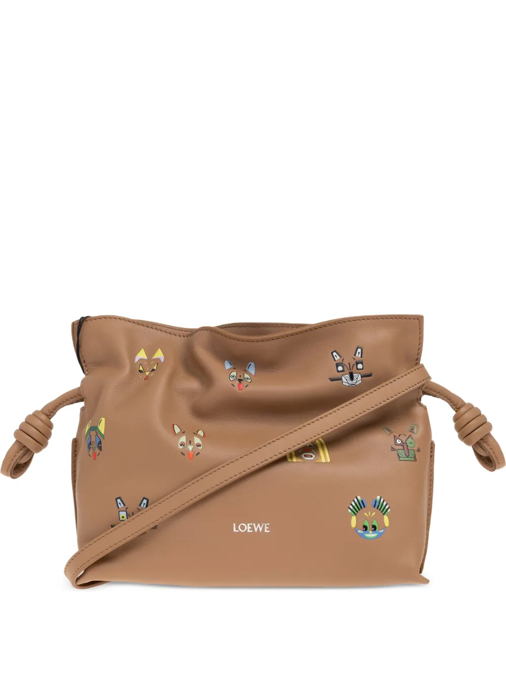LOEWE mini Flamenco cat-print shoulder bag - Marrone