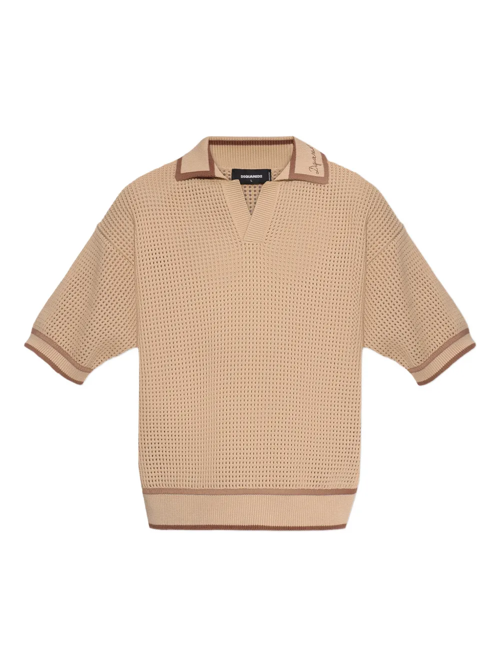 DSQUARED2 open knit embroidered T-shirt | Neutrals | Image 1
