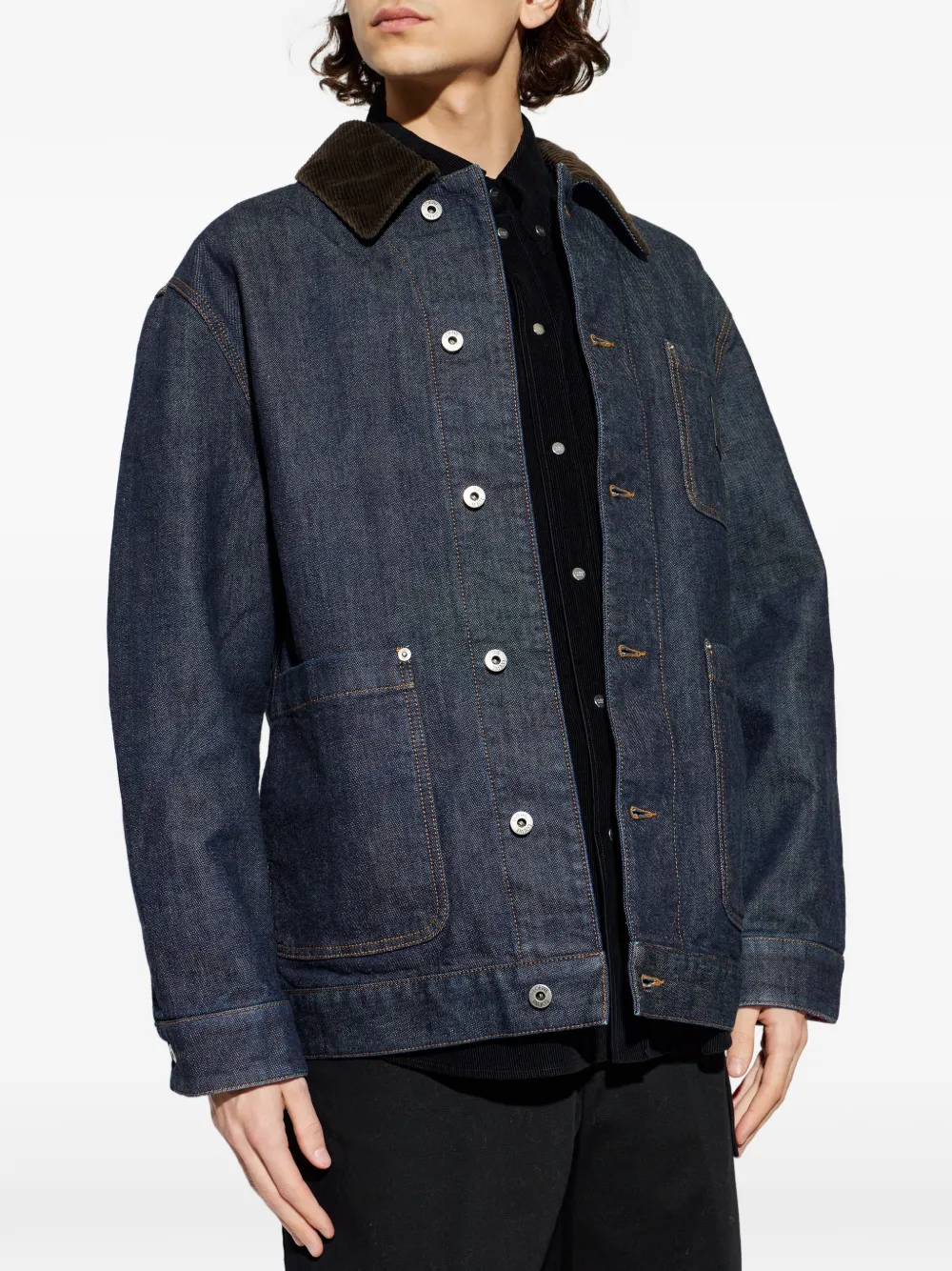 LOEWE Jack met ribfluwelen kraag en zak Blauw