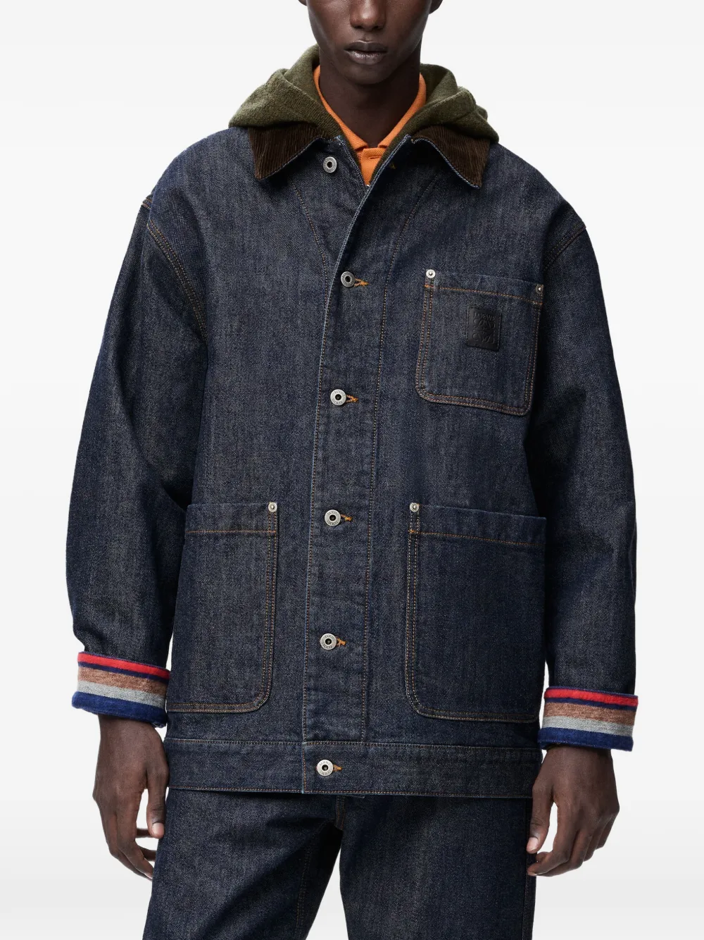 LOEWE Jack met ribfluwelen kraag en zak Blauw