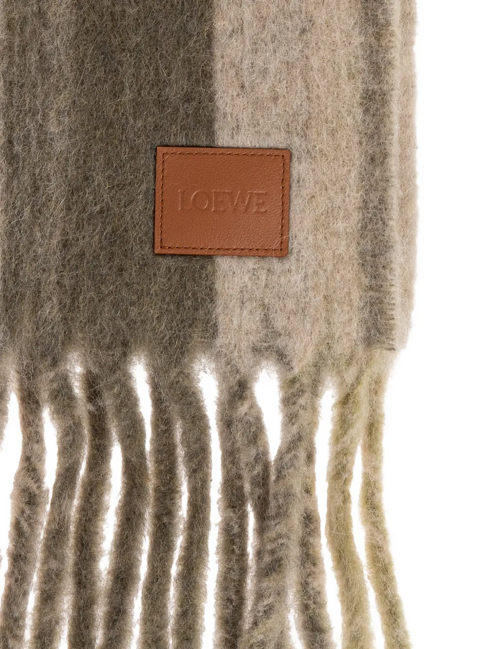 LOEWE striped fringed scarf - Beige