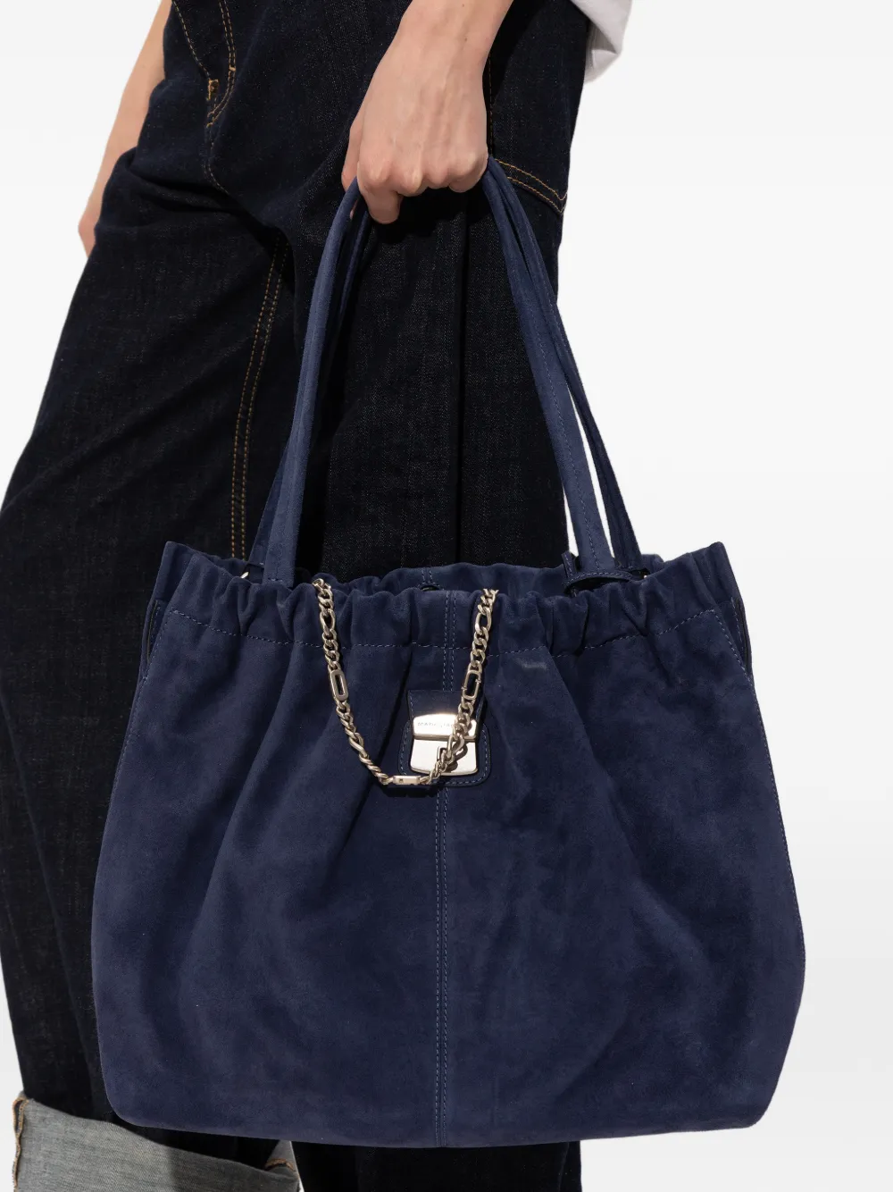 Marc Jacobs chain-detail suede tote bag - Blauw