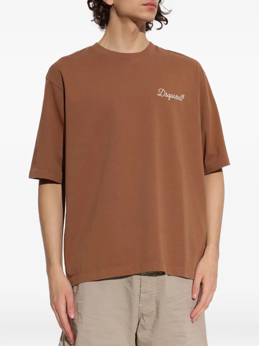 DSQUARED2 T-shirt met borduurwerk Bruin