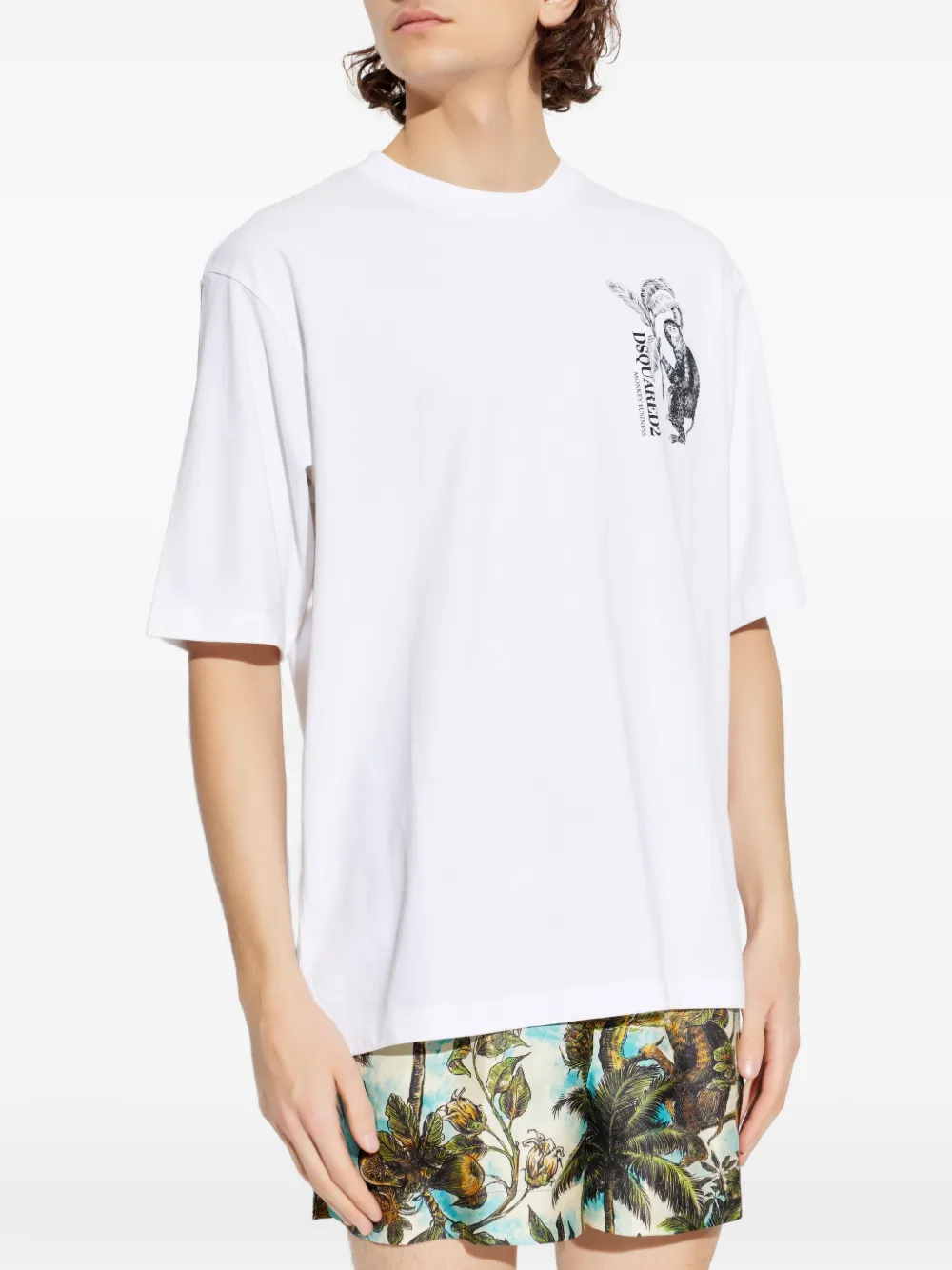 DSQUARED2 T-shirt met grafische aapprint Wit