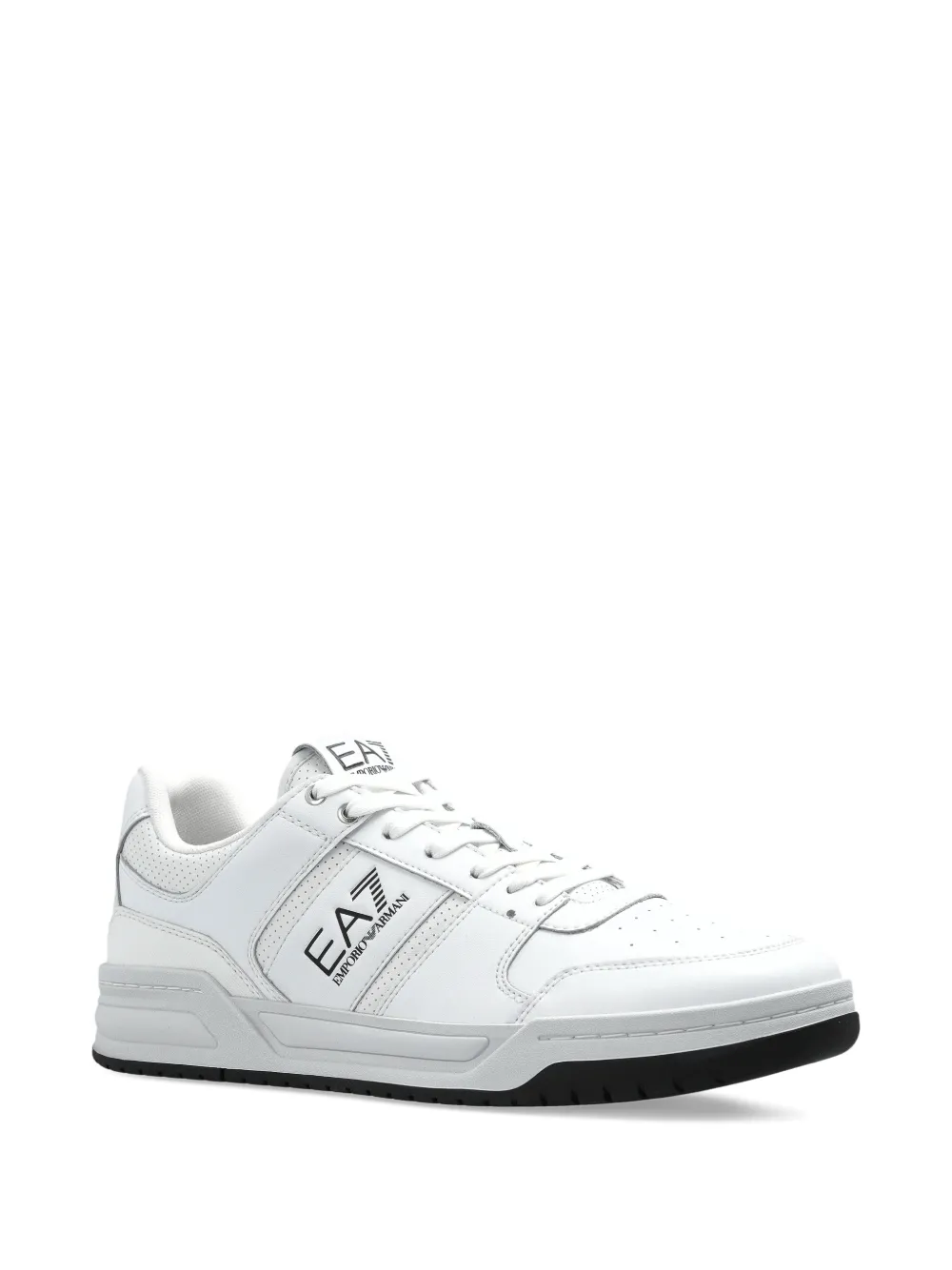 Ea7 Emporio Armani Geperforeerde leren sneakers Wit