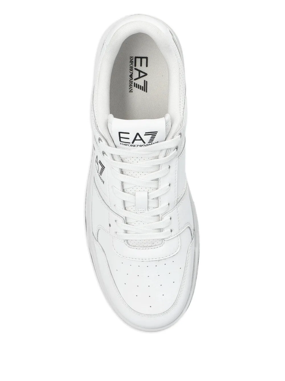 Ea7 Emporio Armani Geperforeerde leren sneakers Wit