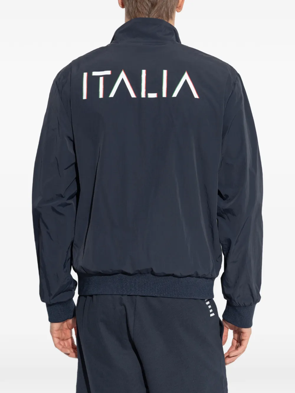 Ea7 Emporio Armani Gestreept jack met ritssluiting Blauw