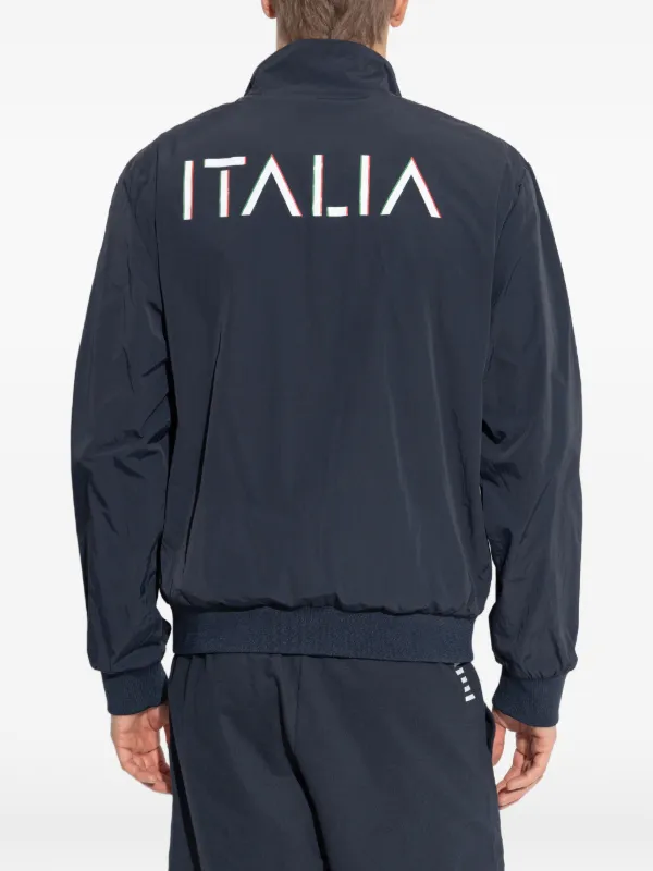 Ea7 Emporio Armani Jaqueta Listrada Com Zíper | Azul | FARFETCH BR