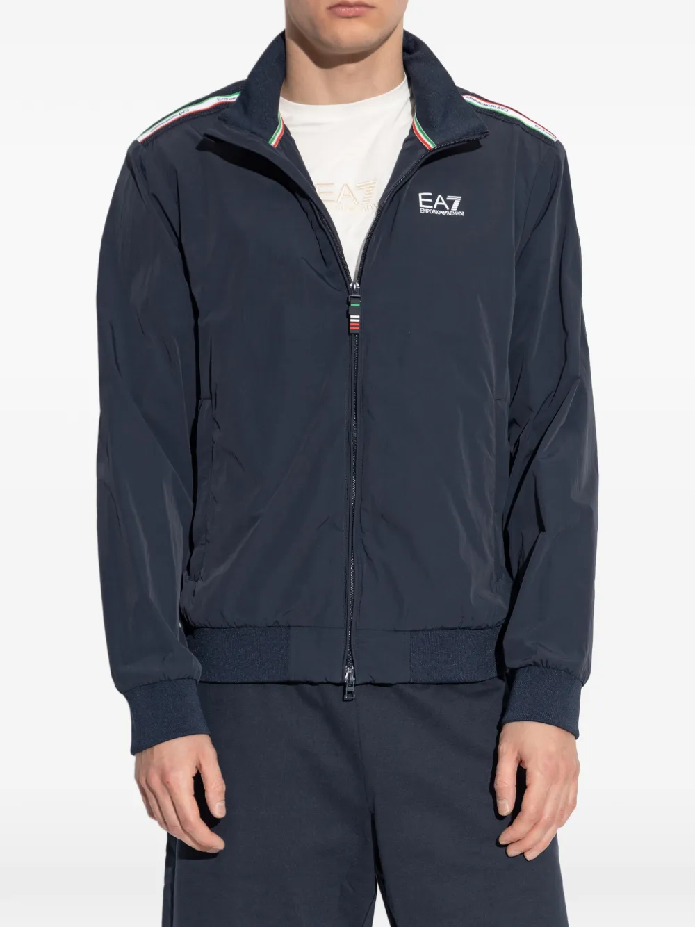 Ea7 Emporio Armani zip-fastening Striped Jacket | Blue | FARFETCH