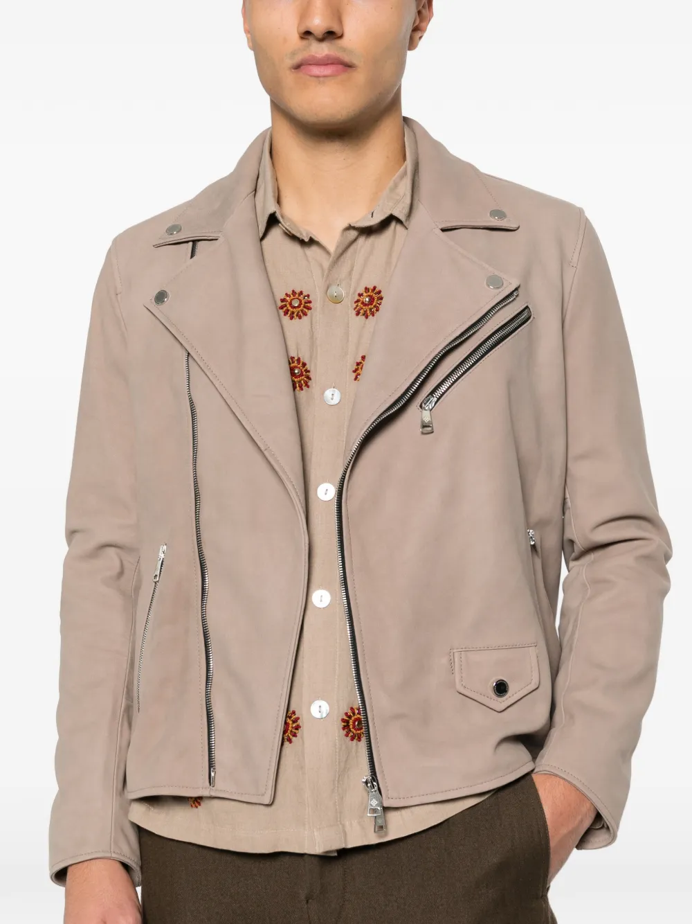 Tagliatore Franklin bikerjack met rits Beige