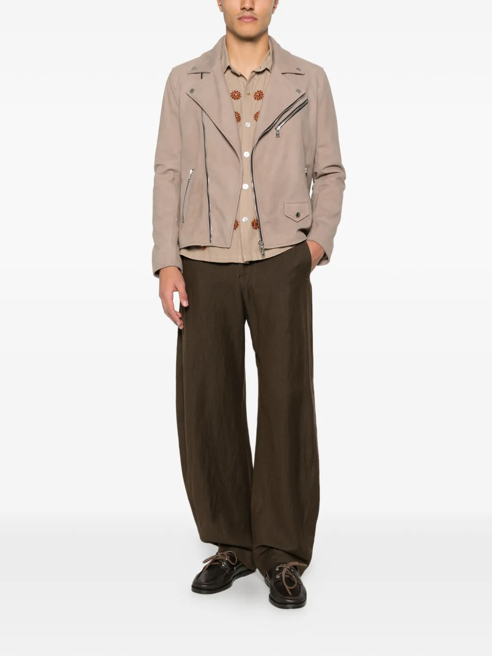 Tagliatore Franklin bikerjack met rits Beige