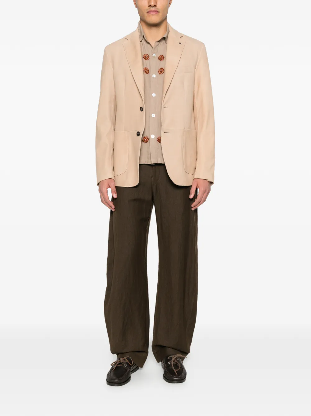 Tagliatore Davies jack met opgestikte zak Beige