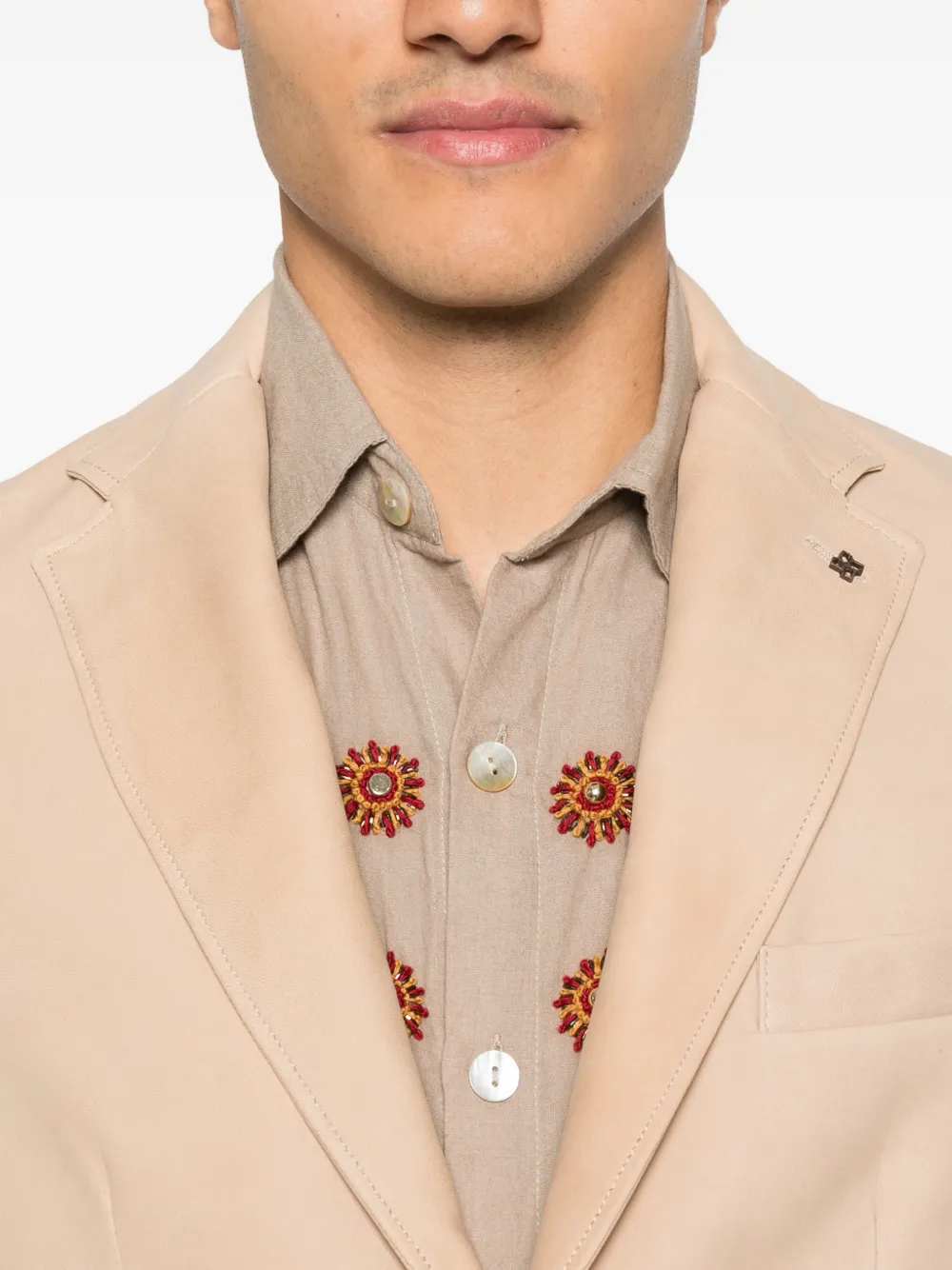 Tagliatore Davies jack met opgestikte zak Beige