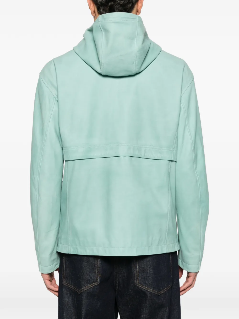Tagliatore Leren jack met capuchon Groen