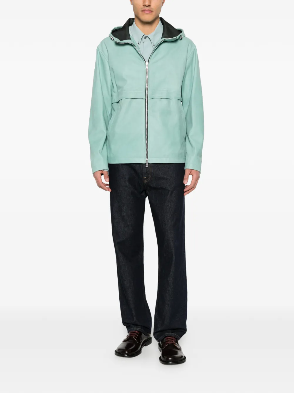 Tagliatore Leren jack met capuchon Groen
