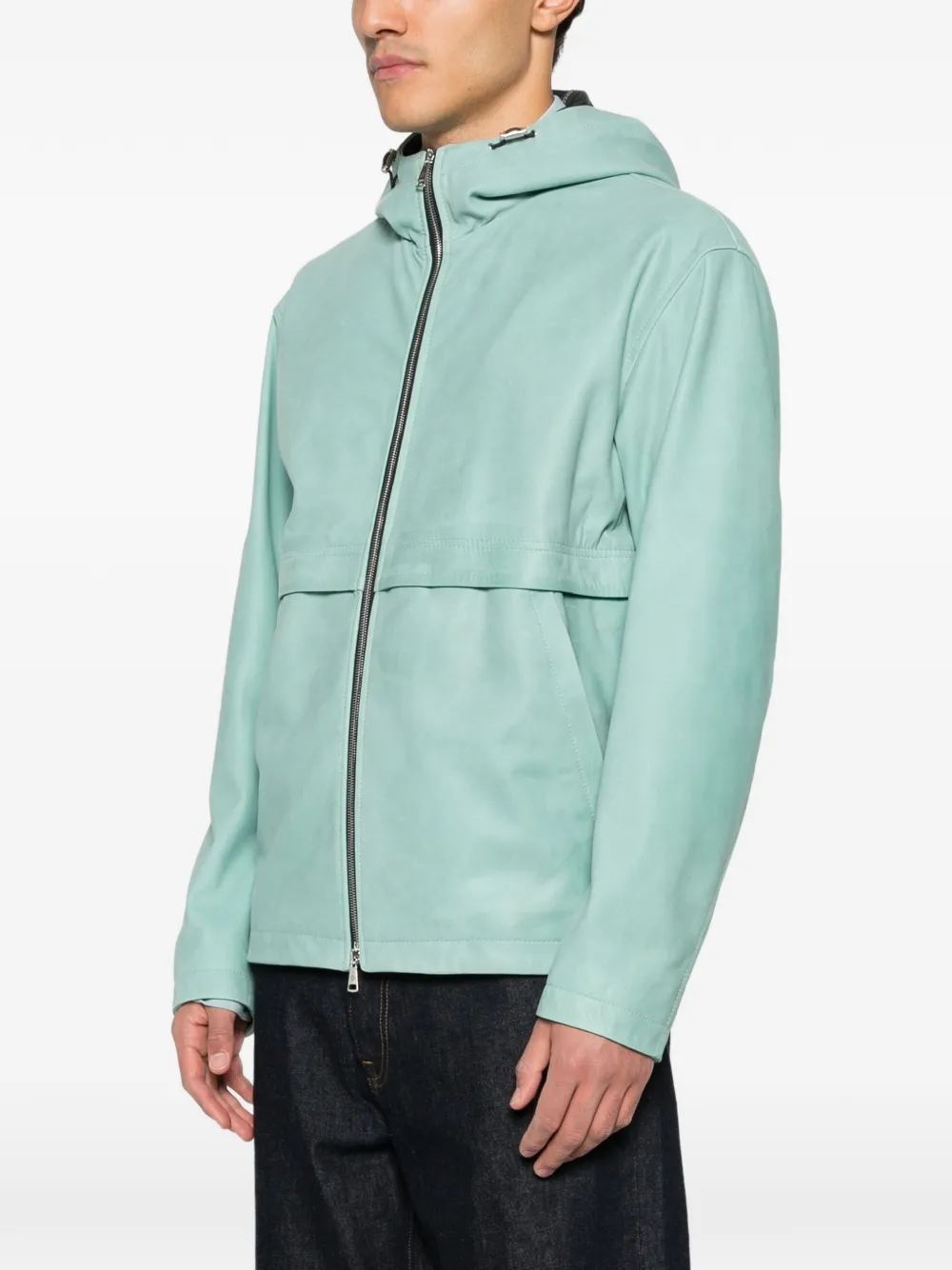 Tagliatore Leren jack met capuchon Groen