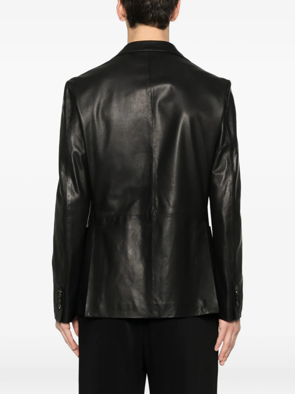 single-breasted leather blazer