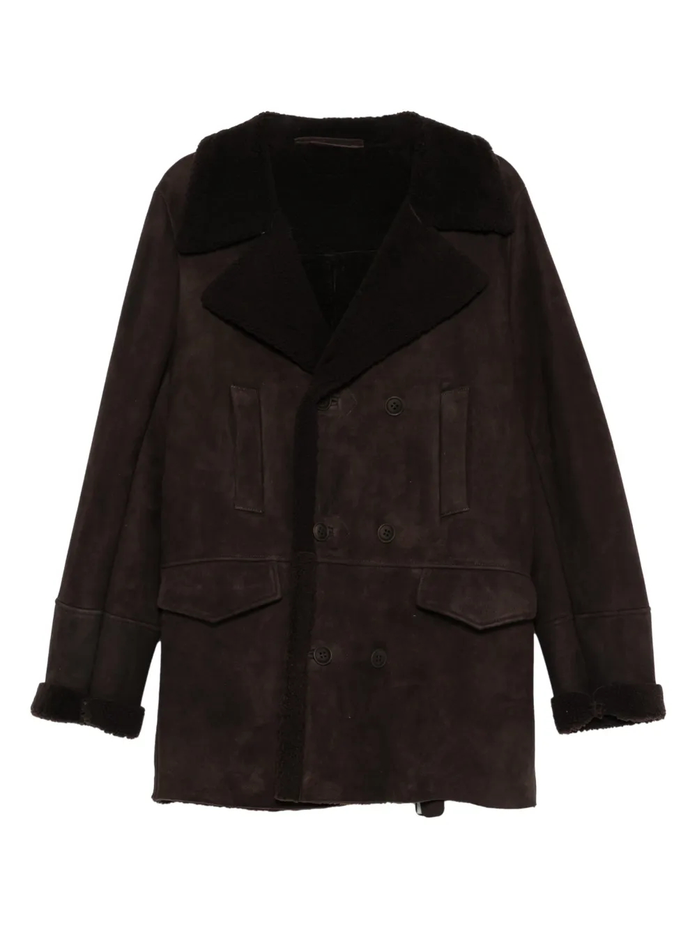Salvatore Santoro Cappotto doppiopetto in pelliccia - Marrone
